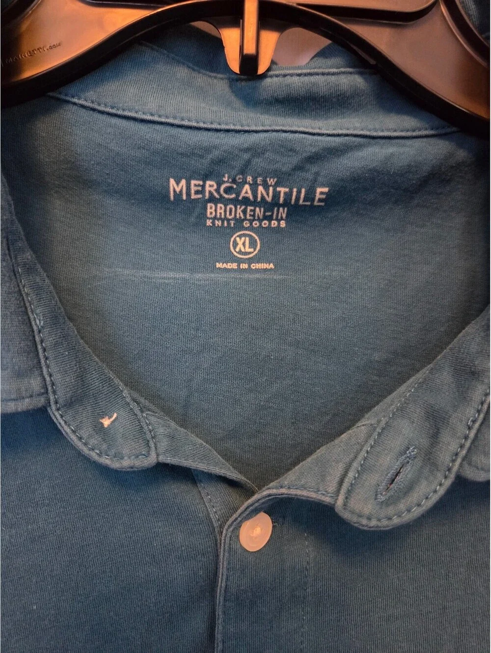 J.Crew Mercantile Broken-In Knit Polo Shirt XL Blue Cotton